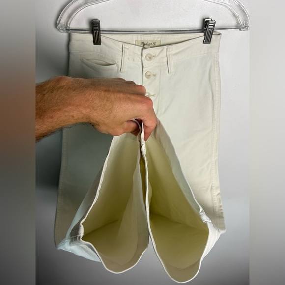 Madewell Size 25 Wide Leg Button Fly Denim Jeans Tan Off White Old Money - Picture 7 of 14